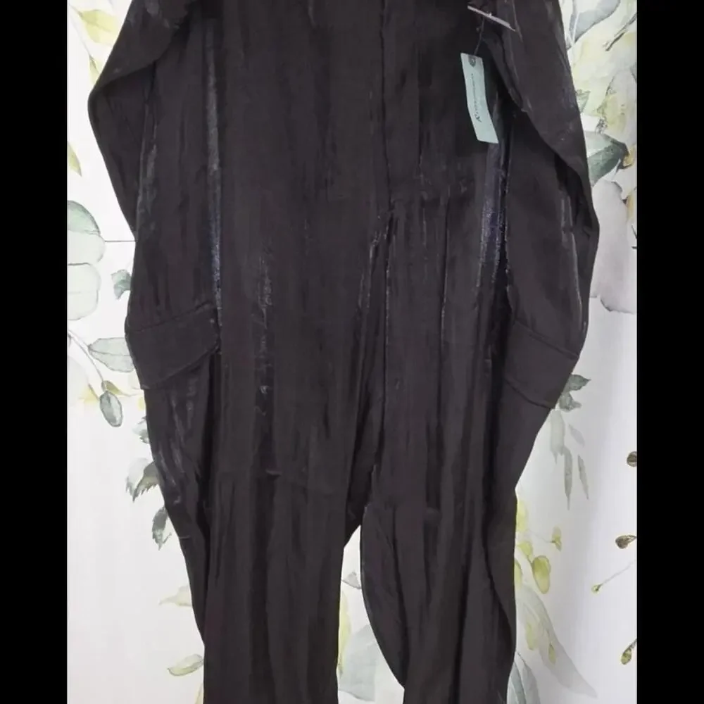 NEW Anthropologie Satin Sheen Dark Green Joggers in size 3X